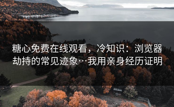 糖心免费在线观看，冷知识：浏览器劫持的常见迹象…我用亲身经历证明